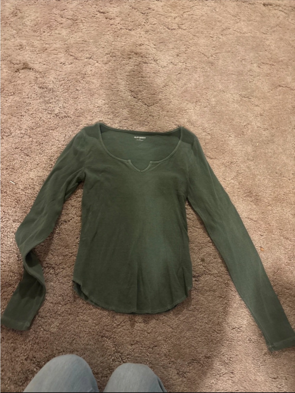 Old Navy Olive Green Long Sleeve Scoop Neck Tee
